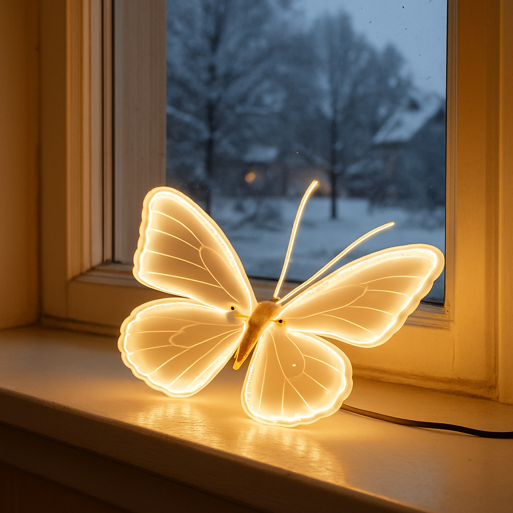 Borboleta Iluminada com LED e Movimento + Cabo Extensor
