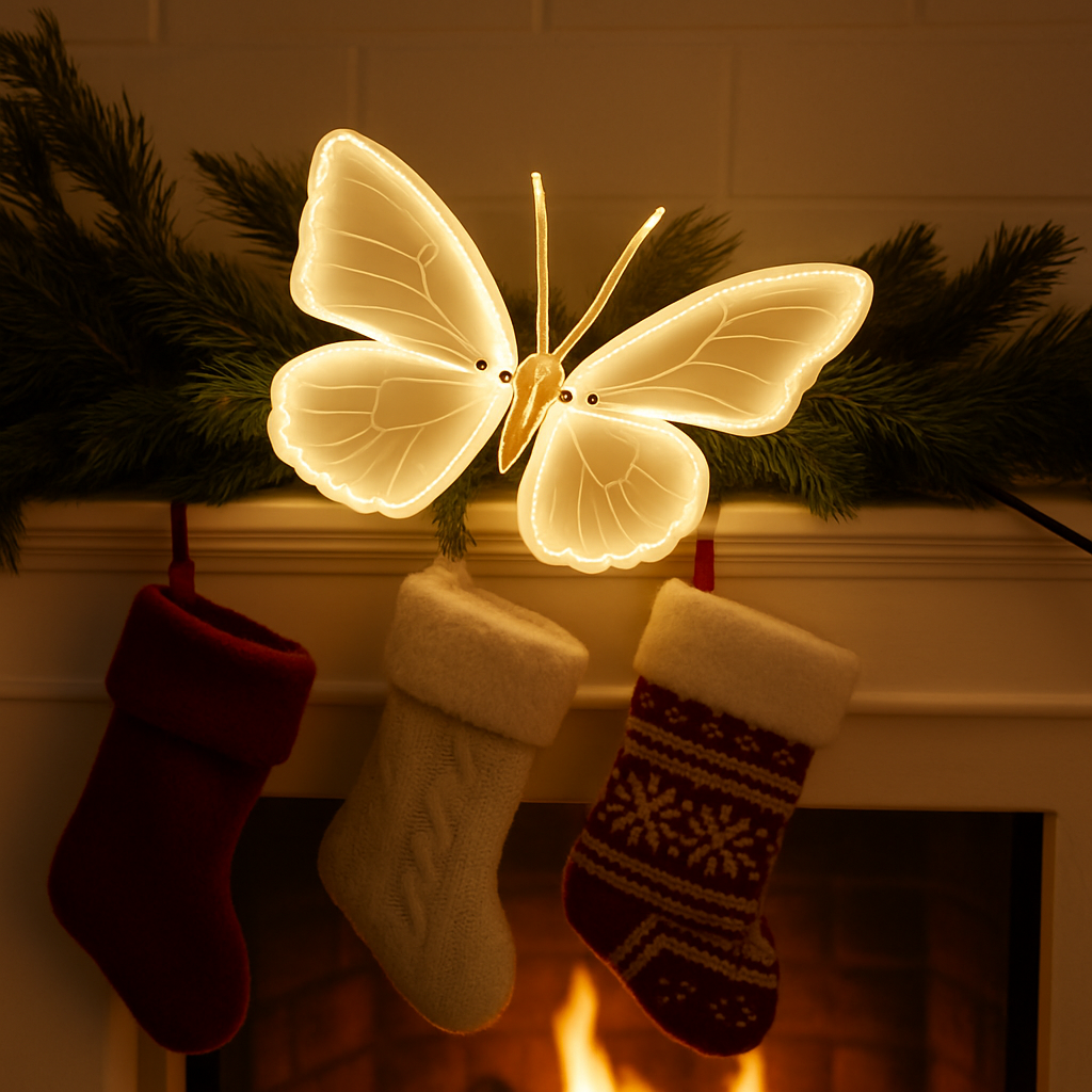 Borboleta Iluminada com LED e Movimento + Cabo Extensor